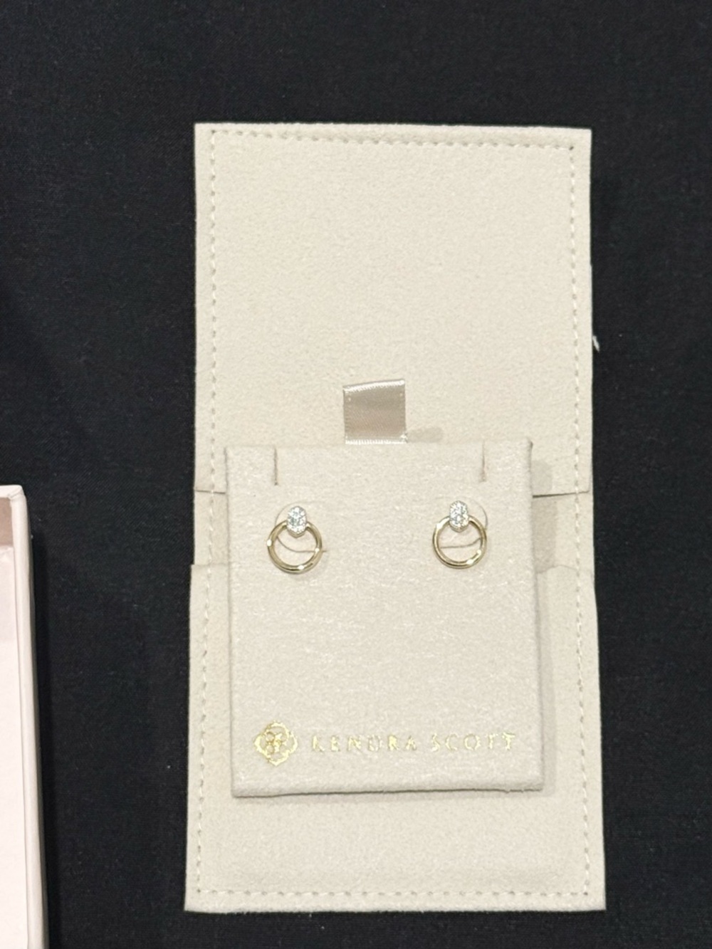 RARE Kendra Scott Tegan 14k Yellow Gold Stud Earrings in White Diamond - Picture 7 of 9